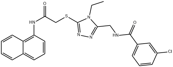 3-chloro-N-[(4-ethyl-5-{[2-(1-naphthylamino)-2-oxoethyl]thio}-4H-1,2,4-triazol-3-yl)methyl]benzamide Structure