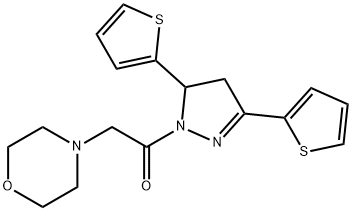 4-{2-[3,5-di(2-thienyl)-4,5-dihydro-1H-pyrazol-1-yl]-2-oxoethyl}morpholine 구조식 이미지