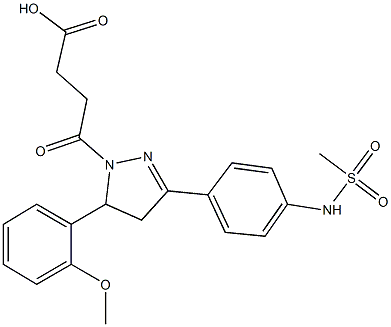 4-(5-(2-methoxyphenyl)-3-{4-[(methylsulfonyl)amino]phenyl}-4,5-dihydro-1H-pyrazol-1-yl)-4-oxobutanoic acid 구조식 이미지