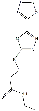 N-ethyl-3-{[5-(2-furyl)-1,3,4-oxadiazol-2-yl]sulfanyl}propanamide 구조식 이미지