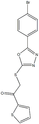 2-{[5-(4-bromophenyl)-1,3,4-oxadiazol-2-yl]sulfanyl}-1-(2-thienyl)ethanone 구조식 이미지