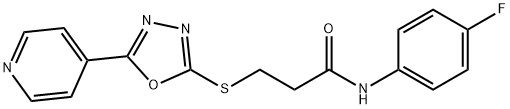 N-(4-fluorophenyl)-3-{[5-(4-pyridinyl)-1,3,4-oxadiazol-2-yl]thio}propanamide 구조식 이미지