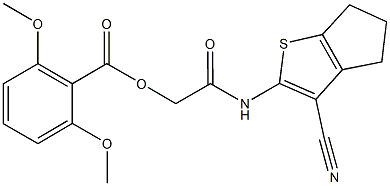 2-[(3-cyano-5,6-dihydro-4H-cyclopenta[b]thien-2-yl)amino]-2-oxoethyl 2,6-dimethoxybenzoate Structure