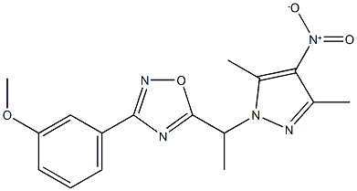 5-(1-{4-nitro-3,5-dimethyl-1H-pyrazol-1-yl}ethyl)-3-(3-methoxyphenyl)-1,2,4-oxadiazole Structure