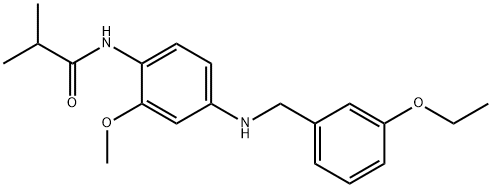 N-{4-[(3-ethoxybenzyl)amino]-2-methoxyphenyl}-2-methylpropanamide 구조식 이미지