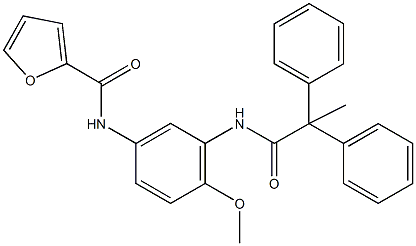 N-{3-[(2,2-diphenylpropanoyl)amino]-4-methoxyphenyl}-2-furamide 구조식 이미지