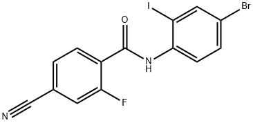 N-(4-bromo-2-iodophenyl)-4-cyano-2-fluorobenzamide 구조식 이미지