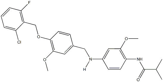 N-[4-({4-[(2-chloro-6-fluorobenzyl)oxy]-3-methoxybenzyl}amino)-2-methoxyphenyl]-2-methylpropanamide 구조식 이미지