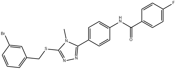 N-(4-{5-[(3-bromobenzyl)sulfanyl]-4-methyl-4H-1,2,4-triazol-3-yl}phenyl)-4-fluorobenzamide 구조식 이미지