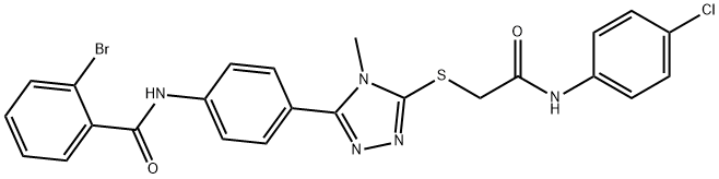 2-bromo-N-[4-(5-{[2-(4-chloroanilino)-2-oxoethyl]sulfanyl}-4-methyl-4H-1,2,4-triazol-3-yl)phenyl]benzamide 구조식 이미지