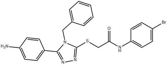 2-{[5-(4-aminophenyl)-4-benzyl-4H-1,2,4-triazol-3-yl]sulfanyl}-N-(4-bromophenyl)acetamide 구조식 이미지