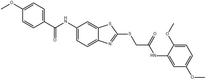 N-(2-{[2-(2,5-dimethoxyanilino)-2-oxoethyl]sulfanyl}-1,3-benzothiazol-6-yl)-4-methoxybenzamide Structure