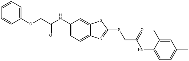 N-(2-{[2-(2,4-dimethylanilino)-2-oxoethyl]sulfanyl}-1,3-benzothiazol-6-yl)-2-phenoxyacetamide 구조식 이미지