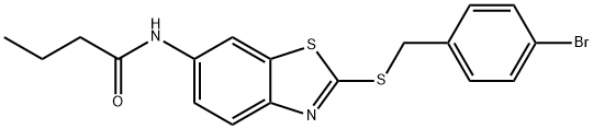 N-{2-[(4-bromobenzyl)sulfanyl]-1,3-benzothiazol-6-yl}butanamide 구조식 이미지