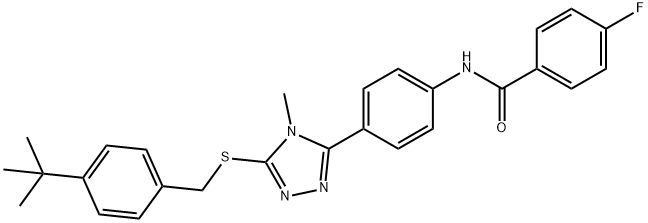 N-(4-{5-[(4-tert-butylbenzyl)sulfanyl]-4-methyl-4H-1,2,4-triazol-3-yl}phenyl)-4-fluorobenzamide 구조식 이미지