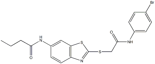 N-(2-{[2-(4-bromoanilino)-2-oxoethyl]sulfanyl}-1,3-benzothiazol-6-yl)butanamide Structure