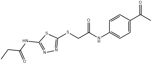 N-(5-{[2-(4-acetylanilino)-2-oxoethyl]sulfanyl}-1,3,4-thiadiazol-2-yl)propanamide Structure
