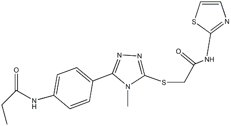 N-[4-(4-methyl-5-{[2-oxo-2-(1,3-thiazol-2-ylamino)ethyl]sulfanyl}-4H-1,2,4-triazol-3-yl)phenyl]propanamide Structure