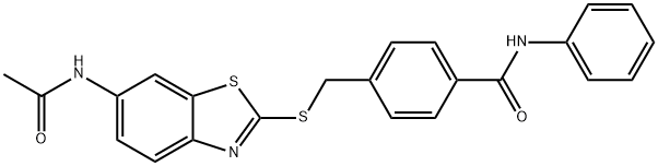 4-({[6-(acetylamino)-1,3-benzothiazol-2-yl]thio}methyl)-N-phenylbenzamide 구조식 이미지