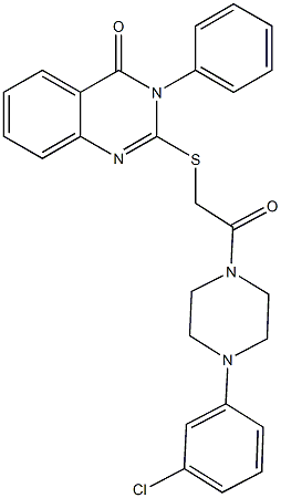 2-({2-[4-(3-chlorophenyl)-1-piperazinyl]-2-oxoethyl}sulfanyl)-3-phenyl-4(3H)-quinazolinone Structure