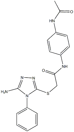 N-[4-(acetylamino)phenyl]-2-[(5-amino-4-phenyl-4H-1,2,4-triazol-3-yl)sulfanyl]acetamide 구조식 이미지