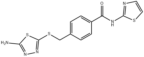 4-{[(5-amino-1,3,4-thiadiazol-2-yl)sulfanyl]methyl}-N-(1,3-thiazol-2-yl)benzamide 구조식 이미지