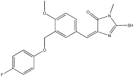 5-{3-[(4-fluorophenoxy)methyl]-4-methoxybenzylidene}-3-methyl-2-sulfanyl-3,5-dihydro-4H-imidazol-4-one 구조식 이미지