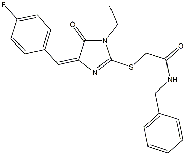 N-benzyl-2-{[1-ethyl-4-(4-fluorobenzylidene)-5-oxo-4,5-dihydro-1H-imidazol-2-yl]sulfanyl}acetamide Structure