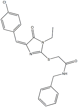 N-benzyl-2-{[4-(4-chlorobenzylidene)-1-ethyl-5-oxo-4,5-dihydro-1H-imidazol-2-yl]sulfanyl}acetamide Structure