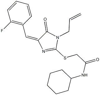 2-{[1-allyl-4-(2-fluorobenzylidene)-5-oxo-4,5-dihydro-1H-imidazol-2-yl]sulfanyl}-N-cyclohexylacetamide Structure