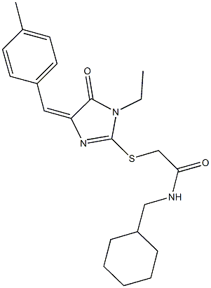 N-(cyclohexylmethyl)-2-{[1-ethyl-4-(4-methylbenzylidene)-5-oxo-4,5-dihydro-1H-imidazol-2-yl]sulfanyl}acetamide 구조식 이미지