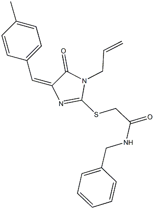 2-{[1-allyl-4-(4-methylbenzylidene)-5-oxo-4,5-dihydro-1H-imidazol-2-yl]sulfanyl}-N-benzylacetamide 구조식 이미지