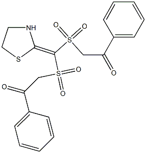 2-{[[(2-oxo-2-phenylethyl)sulfonyl](1,3-thiazolidin-2-ylidene)methyl]sulfonyl}-1-phenylethanone Structure