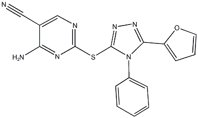 4-amino-2-{[5-(2-furyl)-4-phenyl-4H-1,2,4-triazol-3-yl]sulfanyl}-5-pyrimidinecarbonitrile 구조식 이미지