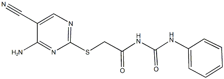 N-{[(4-amino-5-cyano-2-pyrimidinyl)sulfanyl]acetyl}-N'-phenylurea Structure