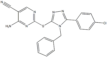 4-amino-2-{[4-benzyl-5-(4-chlorophenyl)-4H-1,2,4-triazol-3-yl]sulfanyl}-5-pyrimidinecarbonitrile 구조식 이미지