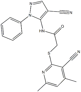 2-[(3-cyano-4,6-dimethyl-2-pyridinyl)sulfanyl]-N-(4-cyano-1-phenyl-1H-pyrazol-5-yl)acetamide Structure