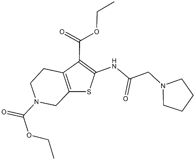 diethyl 2-[(1-pyrrolidinylacetyl)amino]-4,7-dihydrothieno[2,3-c]pyridine-3,6(5H)-dicarboxylate 구조식 이미지