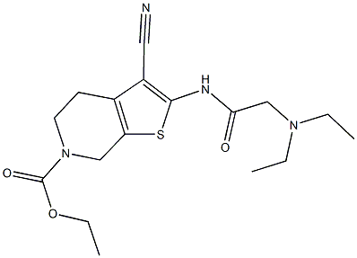 ethyl 3-cyano-2-{[(diethylamino)acetyl]amino}-4,7-dihydrothieno[2,3-c]pyridine-6(5H)-carboxylate 구조식 이미지