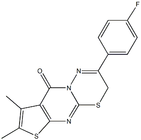 2-(4-fluorophenyl)-7,8-dimethyl-3H,9H-thieno[2',3':4,5]pyrimido[2,1-b][1,3,4]thiadiazin-9-one 구조식 이미지