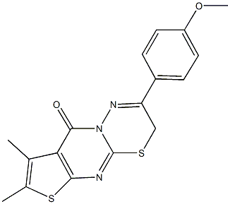 2-(4-methoxyphenyl)-7,8-dimethyl-3H,9H-thieno[2',3':4,5]pyrimido[2,1-b][1,3,4]thiadiazin-9-one 구조식 이미지