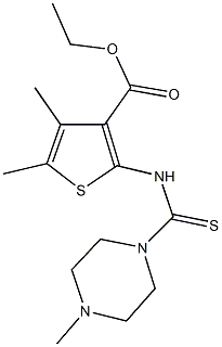 ethyl 4,5-dimethyl-2-{[(4-methyl-1-piperazinyl)carbothioyl]amino}-3-thiophenecarboxylate 구조식 이미지