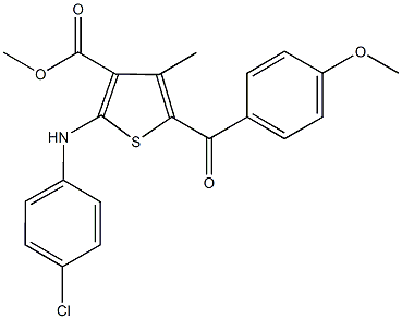 methyl 2-(4-chloroanilino)-5-(4-methoxybenzoyl)-4-methyl-3-thiophenecarboxylate 구조식 이미지