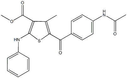 methyl5-[4-(acetylamino)benzoyl]-2-anilino-4-methyl-3-thiophenecarboxylate 구조식 이미지