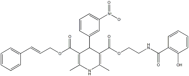 3-cinnamyl 5-{2-[(2-hydroxybenzoyl)amino]ethyl} 4-{3-nitrophenyl}-2,6-dimethyl-1,4-dihydro-3,5-pyridinedicarboxylate Structure