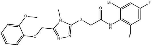 N-(2-bromo-4,6-difluorophenyl)-2-({5-[(2-methoxyphenoxy)methyl]-4-methyl-4H-1,2,4-triazol-3-yl}sulfanyl)acetamide 구조식 이미지