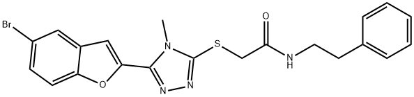 2-{[5-(5-bromo-1-benzofuran-2-yl)-4-methyl-4H-1,2,4-triazol-3-yl]sulfanyl}-N-(2-phenylethyl)acetamide Structure