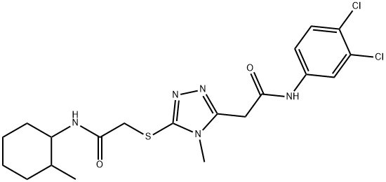 2-({5-[2-(3,4-dichloroanilino)-2-oxoethyl]-4-methyl-4H-1,2,4-triazol-3-yl}sulfanyl)-N-(2-methylcyclohexyl)acetamide 구조식 이미지