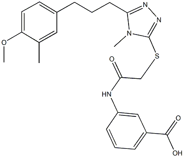 3-{[({5-[3-(4-methoxy-3-methylphenyl)propyl]-4-methyl-4H-1,2,4-triazol-3-yl}sulfanyl)acetyl]amino}benzoic acid Structure