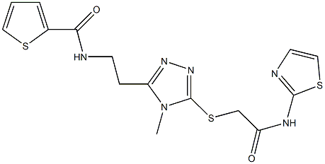 N-[2-(4-methyl-5-{[2-oxo-2-(1,3-thiazol-2-ylamino)ethyl]sulfanyl}-4H-1,2,4-triazol-3-yl)ethyl]-2-thiophenecarboxamide Structure